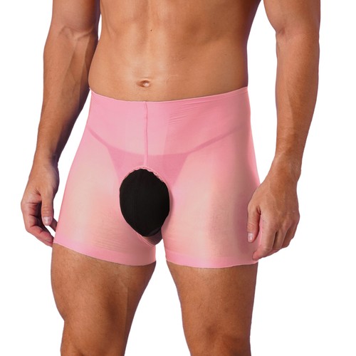 Herren Boxershorts durchsichtig Nylon Schritt offen Höschen Unterwäsche Nachtwäsche - Bild 54 von 114