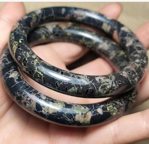 Rare Natural Black Plum Jade Gemstone Bracelet Bangle Women Jewelry 54-64mm - 第 7/39 張圖片