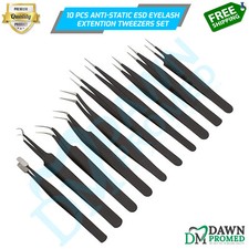 10 Pcs Eyelash Extension Tweezer Set Craft Electronics Jewelry Tools German Gr