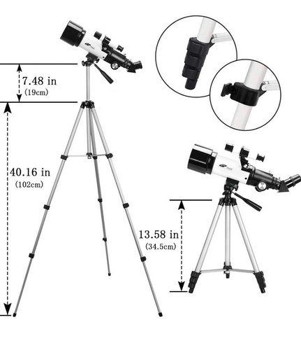 Telescope 70mm Aperture 400mm AZ Mount, Multi-Coated Optics with Tripod & Bag - Picture 7 of 8
