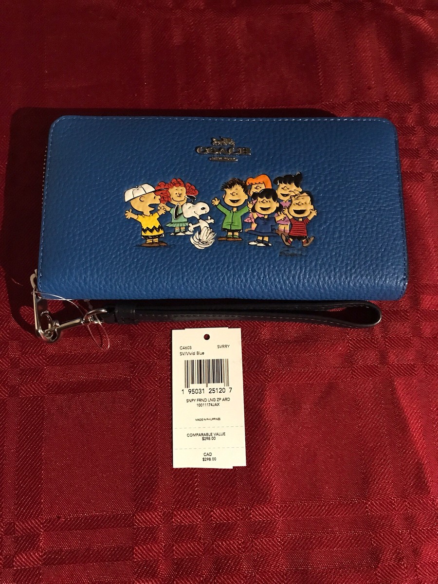 コラボ【coach×SNOOPY 】Small Zip Around Wallet COACH x Peanuts Snoopy Woodstock Print Small Zip Around