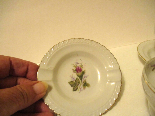 Set of 3 Moss Rose Demitasse Cup and Saucers Japan - Picture 3 of 7