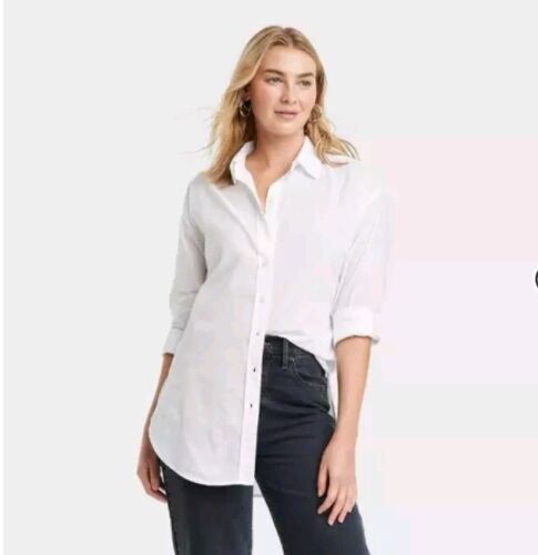 Women's Tunic Long Sleeve Collared Button-Down Shirt