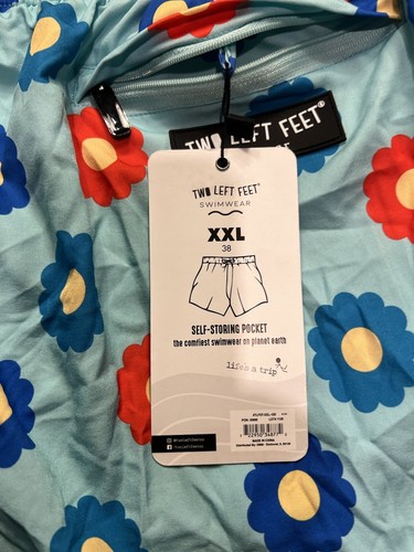 NEW Two Left Feet Swim Trunks Oopsie Daisy Zip Pockets Size XXL 38 - Picture 5 of 5