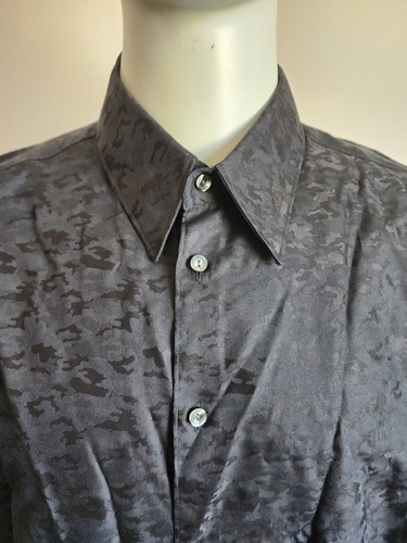 Versace Collection Trend Mens Black Long Sleeve Button Front Shirt Size 45 - Picture 3 of 12