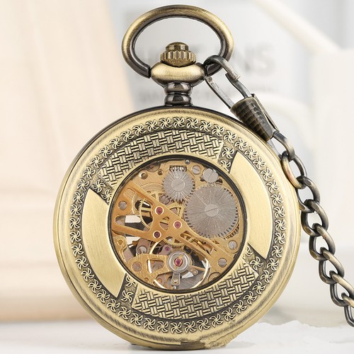 1 PC Vintage Mens Hand Winding Mechanical Movement Skeleton Pocket Watch - Picture 8 of 13