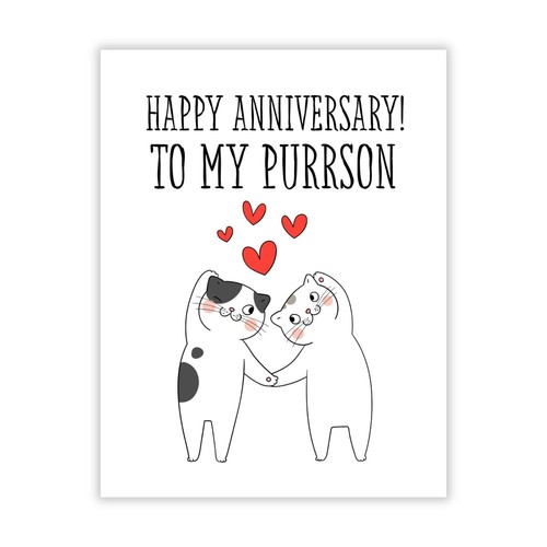 Happy Anniversary Card for Cat Lovers β To My Purrson β Funny Love Card - Picture 3 of 7