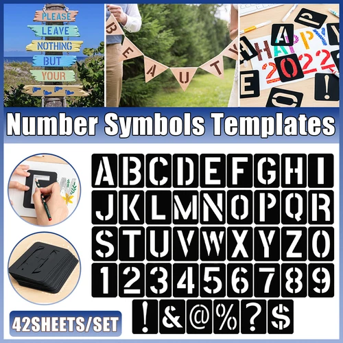 42pcs Copying Stencils Spray Painting Template Letter Number Symbols Templates - Picture 1 of 10