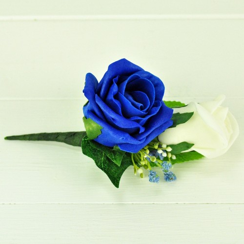 Artificial Wedding Flowers Double Foam Rose & Gypsophila Buttonhole 78 Colours - Picture 49 of 313