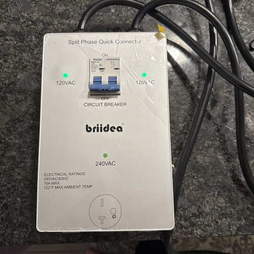 Briidea Split Phase Quick Connector (Turn 2 120v Into 240 Volt), Up to 16 Amps