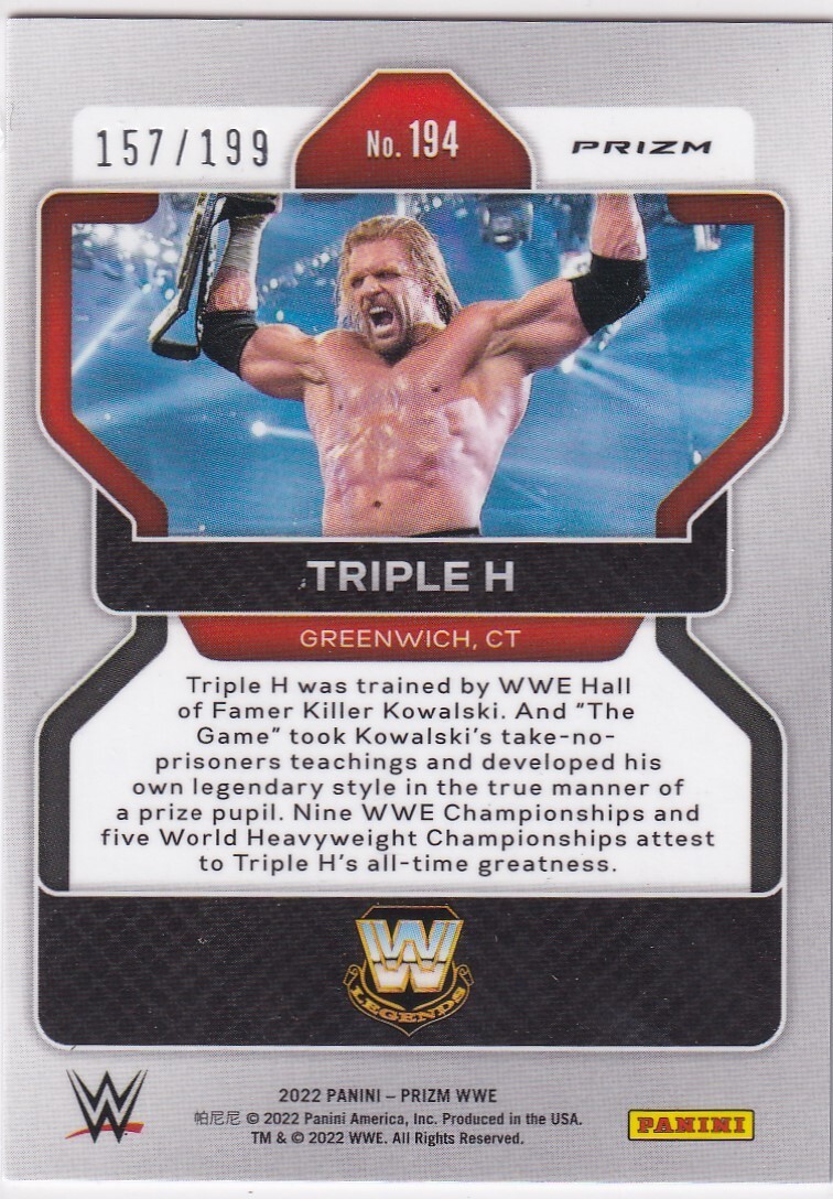 2022 Panini WWE Prizm Triple H Blue #157/199 | eBay