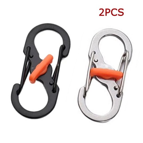 2pcs S Shape SS Carabiner With Lock Gate Clip for Key Ring Lock 8 Shaped - 第 12/12 張圖片