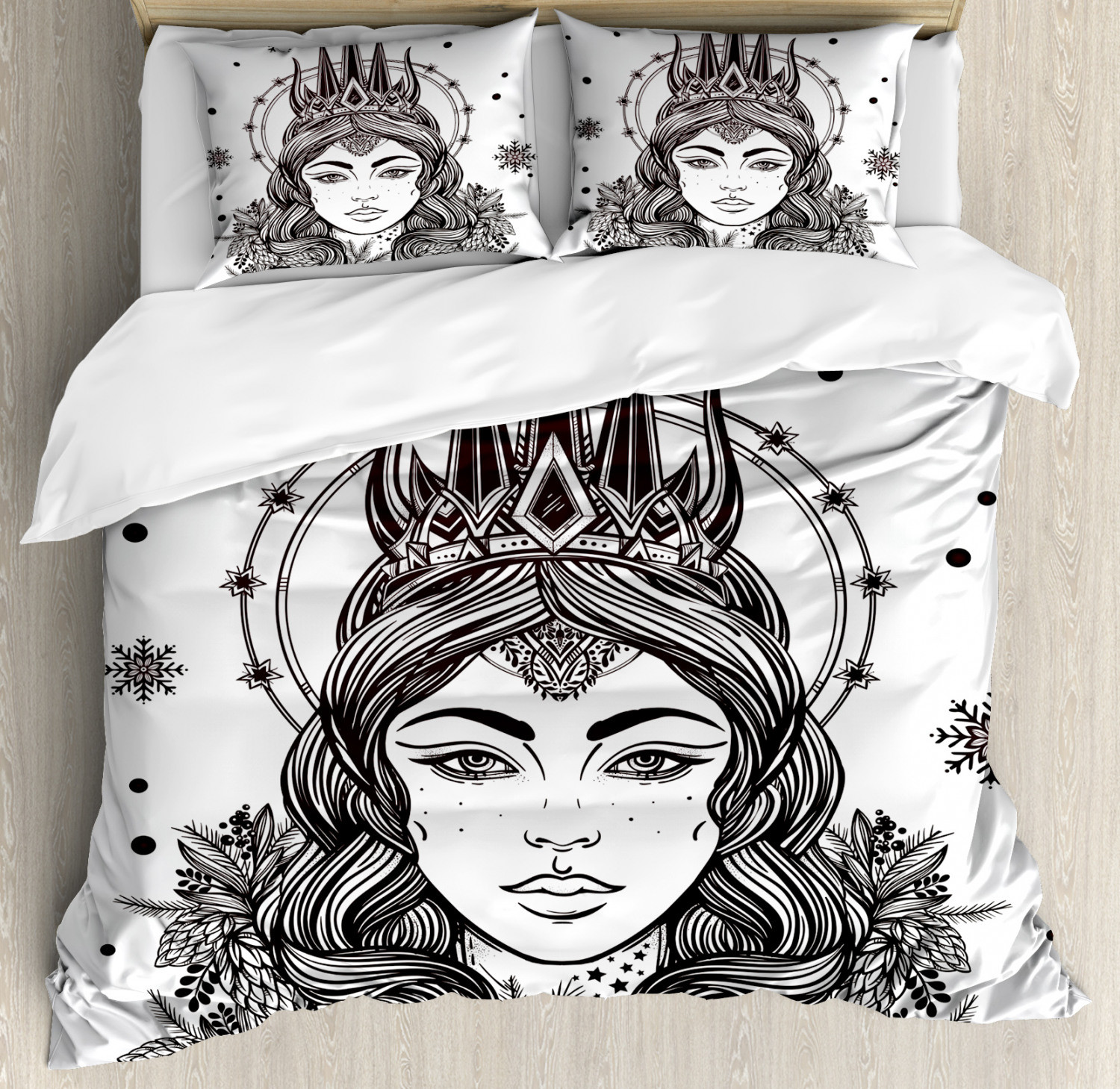 Queen Duvet Cover Set with Pillow Shams Fantasy Snow Queen Art Print Queen Duvet Cover Set with Pillow Shams Fantasy Snow Queen Art Print