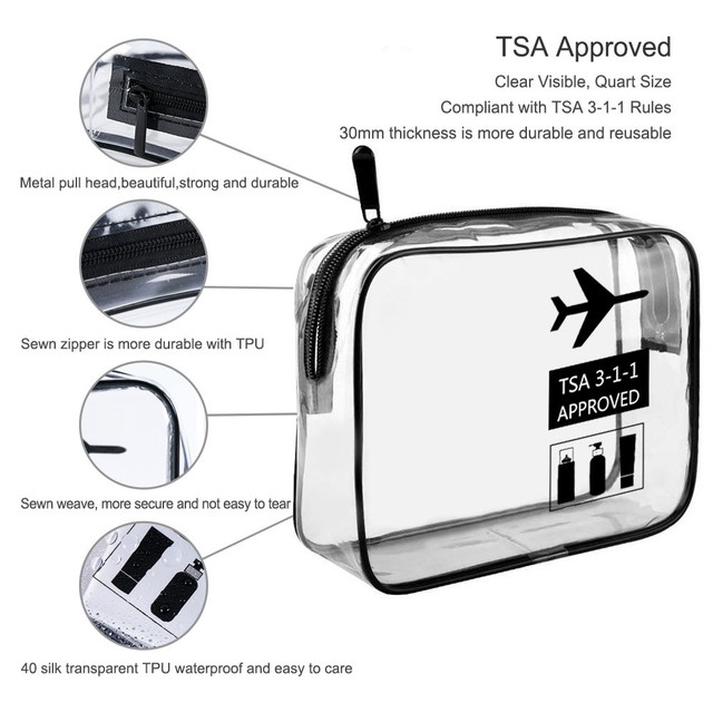 Borsa da viaggio trasparente approvata TSA borsa da toilette trucco borsa zaino da viaggio Borsa da viaggio trasparente approvata TSA borsa da toilette trucco borsa zaino da viaggio