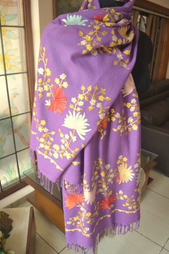 DESIGNER CREWEL EMBROIDERED 100% CASHMERE PASHMINA STOLE ~ 10 DESIGNS CHOICE - Picture 23 of 62