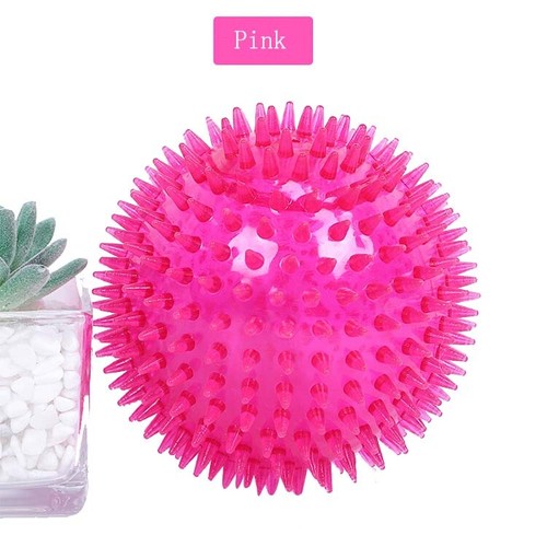 Dog Durable Squeaky Ball Chew Toy for Dental Teething Cleaning Fun Spiky Knobby - Picture 4 of 9