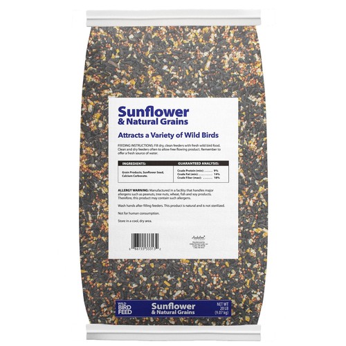 Sunflower & Grains Wild Bird Feed, Dry, 1 Count per Pack, 20 lb. Bag - Picture 2 of 6