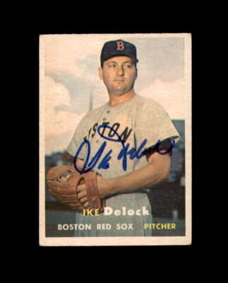 Ike Delock Signed Original 1957 Topps Boston Red Sox Autograph 1