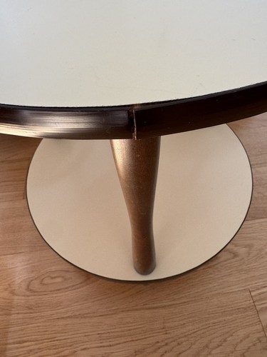 3 Vintage Mid Century Modern Round End Tables Formica And Walnut Lemon Yellow - Picture 13 of 24