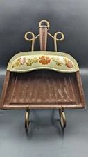 Vintage Brown JV REED Metal Tin Litho Dustpan M TABOR DUTCH FOLK ART DESIGN AF
