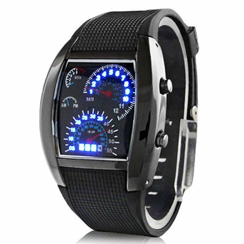 Montre-bracelet pour homme mode noir acier inoxydable luxe sport analogique quartz DEL - Photo 1 sur 11