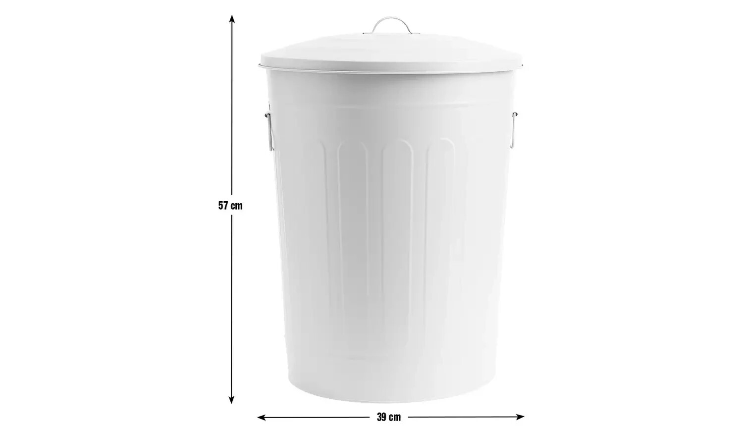 Trash Can Bin 49 Litre Galvanized Steel Grey Indoor Rubbish Can By