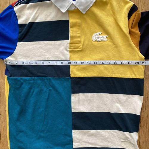 Camisa Lacoste Live Para Hombre Polo Mediana Bloque de Color Rugby Rayas Clásica Preppy - Imagen 8 de 8
