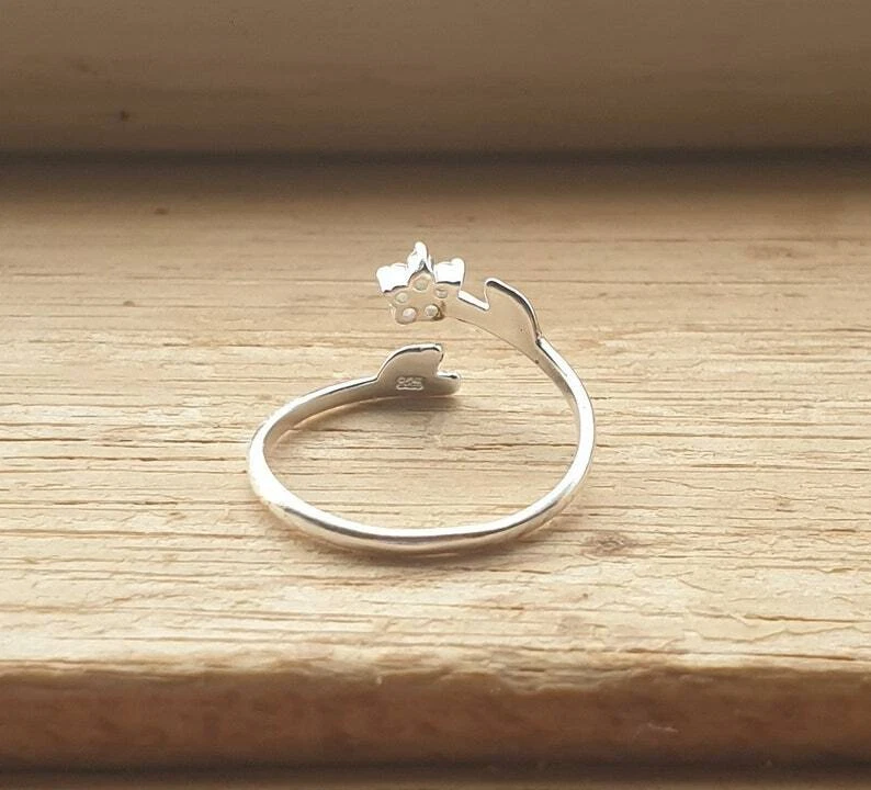 Anel feminino 0,04 ct s RD zircônia cúbica 4 pedras em forma de flor prata 925 - Imagem 4 de 4