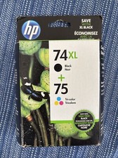 Brand New Genuine OEM HP 74 XL Black 75 Tri-Color Ink Combo EXP 04/2016 Sealed