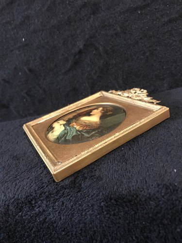 Antique Painting of Madonna On Tin In Bow top Brass Frame-729 - Picture 7 of 7
