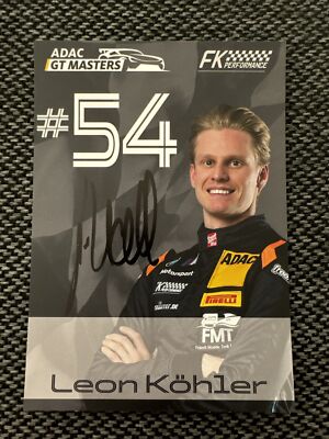 ORIGINAL HANDSIGNIERTE AUTOGRAMMKARTE ADAC GT MASTERS 2024 LEON KÖHLER #54