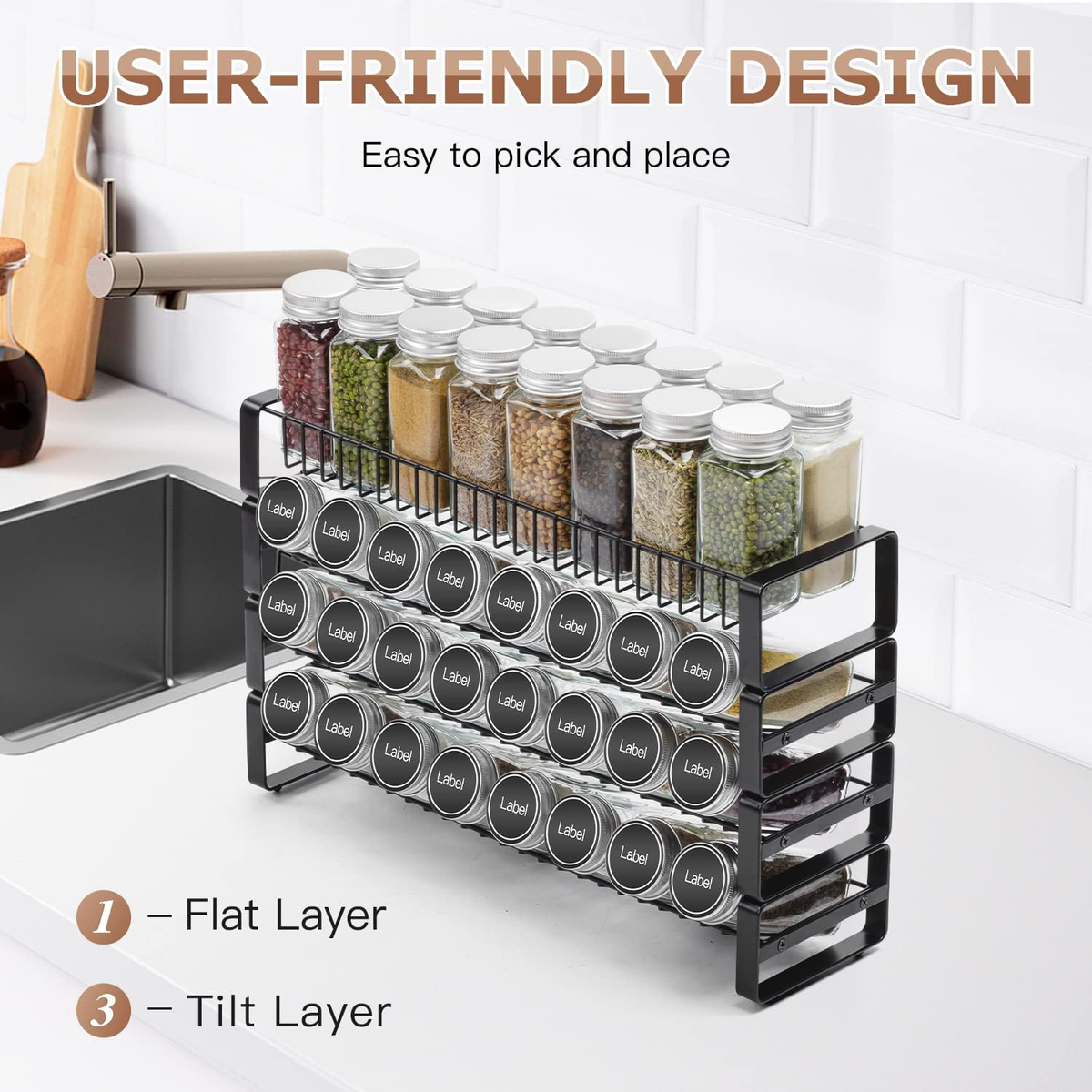 Tilt Down Spice Organizer Lipper Spice Rack Wholesale 3-Tier Tilt
