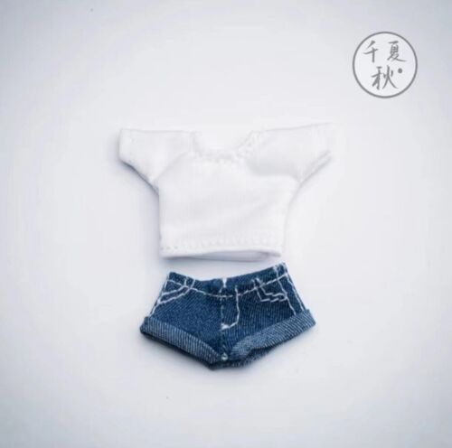 1/12 weißes T-Shirt + Jeansshorts für 12" weibliche Figma Gynoid (NUR KLEIDUNG) - Bild 10 von 12