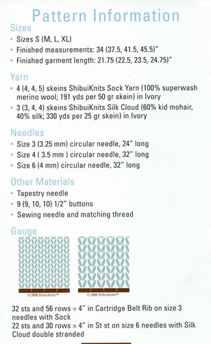 Shibui Knitting Pattern The Gatsby Sweater Shown in Shibui Sock Women 34-45.5" - Picture 2 of 3