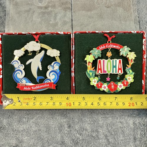2 Lot Mele Kalikimaka Aloha Whale Christmas Ornaments Die Cut Hawaiian Hawaii - Picture 2 of 9