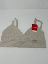 NEW SPANX Better Base Cotton Comfort Sz M Bralette Heather Oatmeal 30048R W1