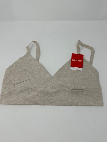 NEW! SPANX Better Base Cotton Comfort Sz M Bralette Heather Oatmeal 30048R W1