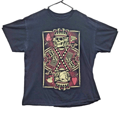 ODM Skull King of Hearts Playing Card Black  Men's Size XL X-Large Suicide King