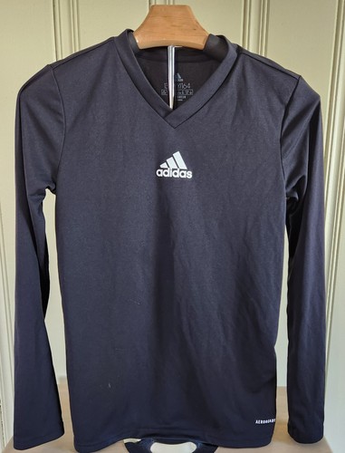 Adidas Shirt Youth 13-14Y Black Climate V-Neck Shirt - Picture 1 of 3