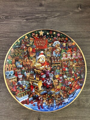 Franklin Mint Heirloom Plates SANTA PAWS Dogs Collectible Pre-Production LA2956