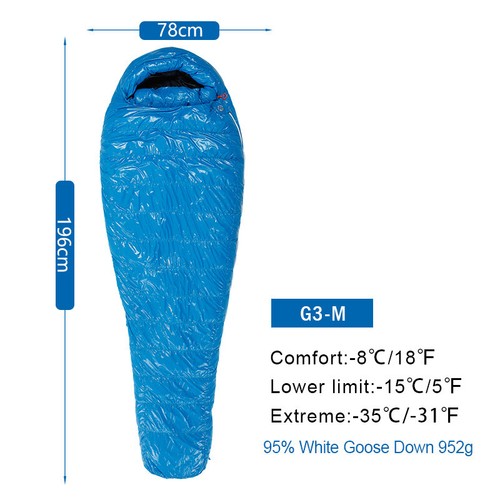 AEGISMAX 95% Gänsedaunen Mumien Camping Schlafsack kalt Winter ultraleicht G1-G5 - Bild 17 von 32