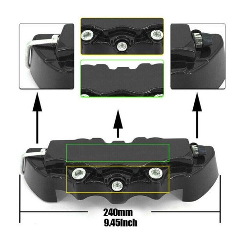 4Pcs Universal 3D Black Front+Rear Car Disc Caliper Brake Cover Car Accessories - Picture 7 of 10