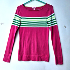 Lilly Pulitzer Maria Capri Pink Green Striped Boatneck Sweater L/S Knit Size S
