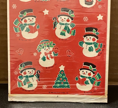 Vintage Snowman, Santa, Mouse Sticker Sheets NEW 4 Packages 1980’s Christmas - Picture 6 of 11
