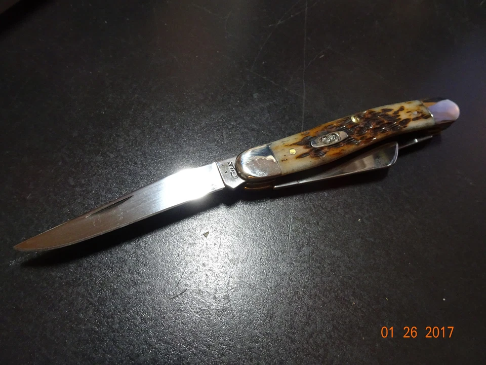CASE XX POCKET KNIFE 3 5/8" MED. STOCKMAN AMBER BONE HANDLE CS BLADES CA-039 - Image 4 of 4