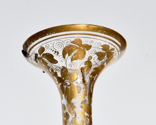 Pair of Antique Moser Bohemian Glass Vases - Gilt Foliage & Keystone 30cm - Picture 18 of 21