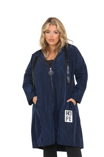 Womens Italian A Line Dip Hem Oversized Hooded Rain Mac Festival Ladies Jacket - Picture 35 of 67