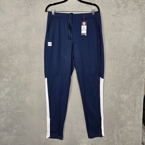 Under Armour pants mens Large blue white tapered lightweight athletic zip ankle