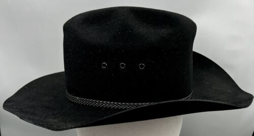 MHT WESTERNS Men’s 6 3/4 3X BEAVER BLEND BLACK COWBOY HAT Leather Silver Lined - Picture 20 of 24