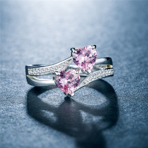 Romantic Cubic Zircon Women 925 Silver Filled Wedding Ring Sz 6-10 - Picture 4 of 5